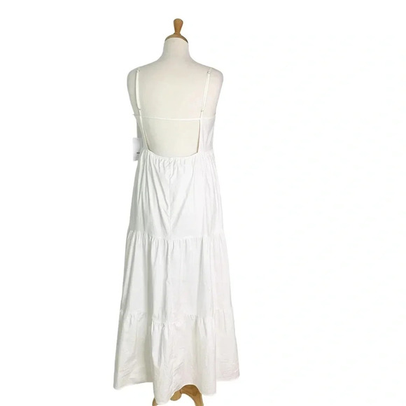 NWT Reformation East White Organic Cotton Tiered Midi Dress Size L - Picture 6 of 16